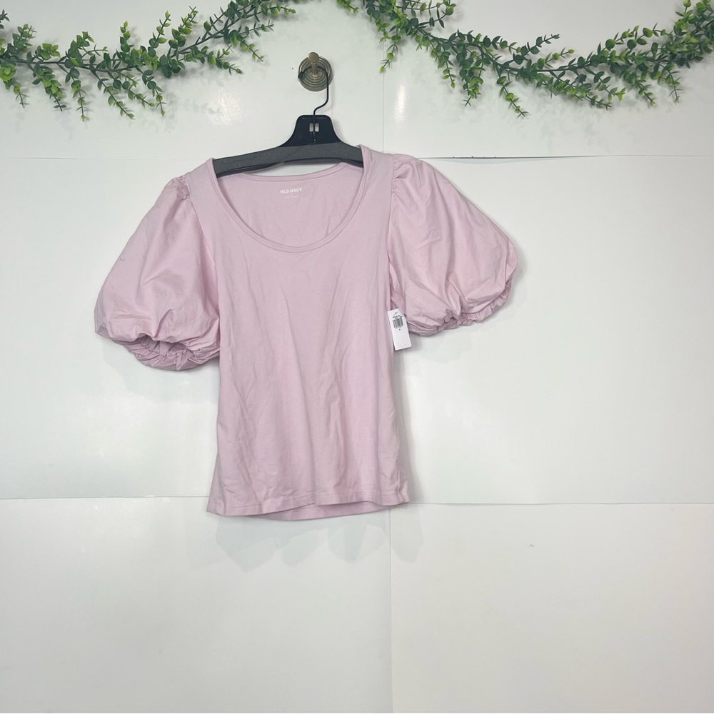 NWT Old Navy Balloon Puff Sleeves Blouse Top Women’s Light Pink Size Small